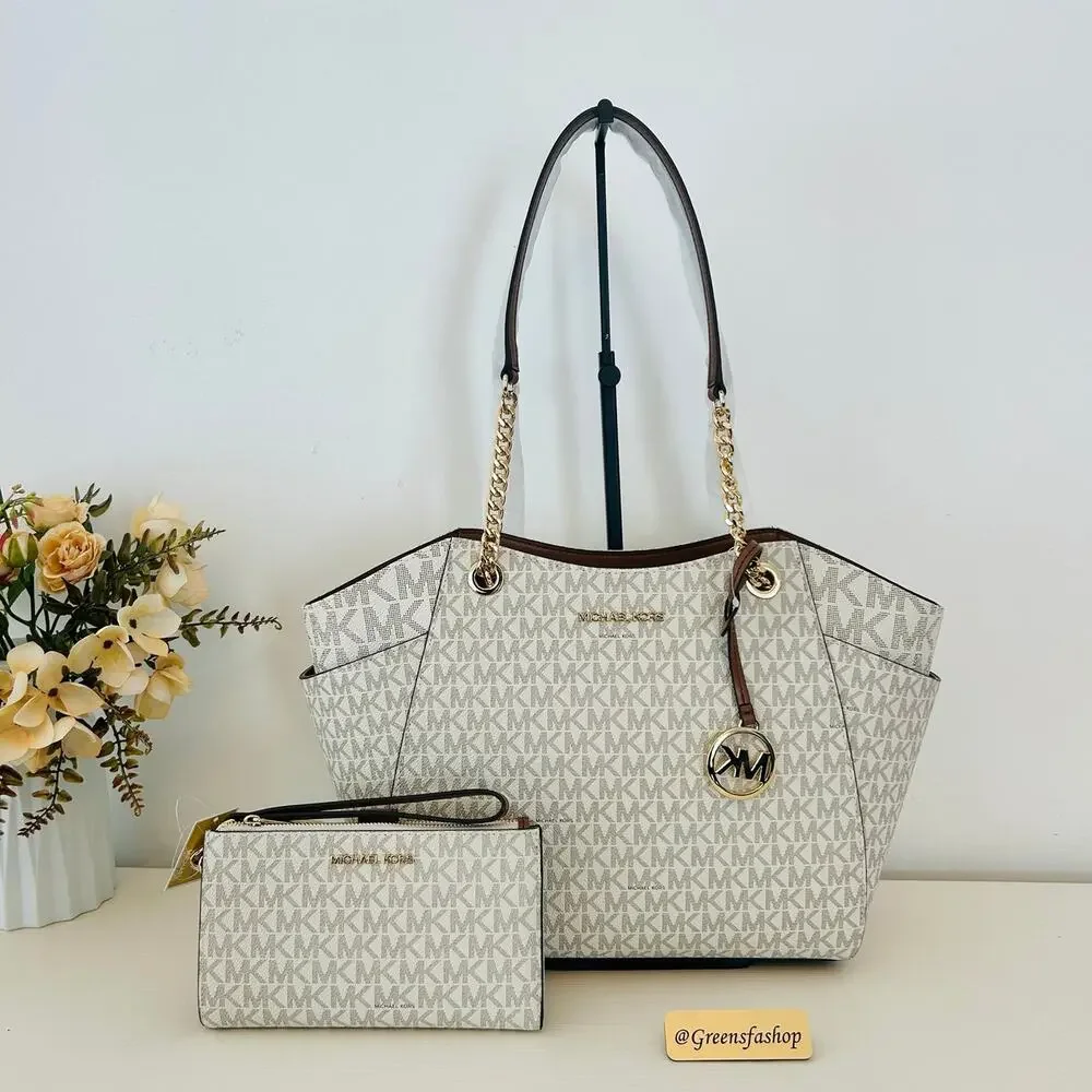Michael Kors Purse & wallet jet set travel large chain tote shoulder bag vanilla